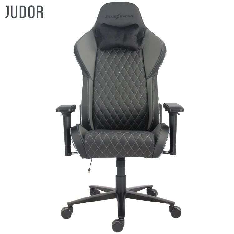 Judor Swivel Gaming Chair Rgb Racing Leather LED Computer Chair Message Office Chair With Back And Neck Support