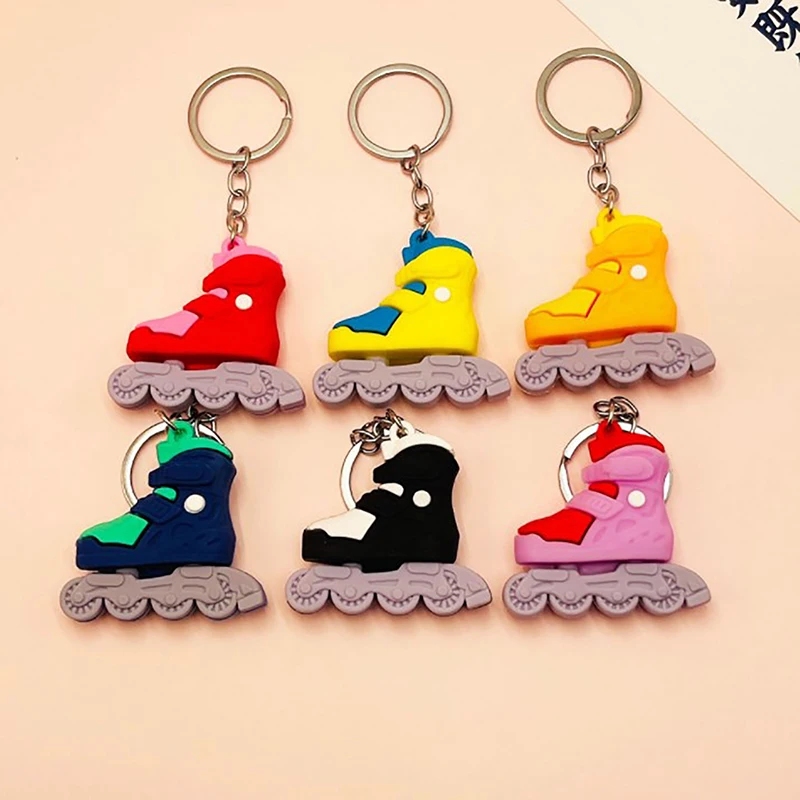 1PCS Cartoon Roller Skates Shoes Keychain DIY Jewelry Men Boy Grils Souvenir Party Gifts