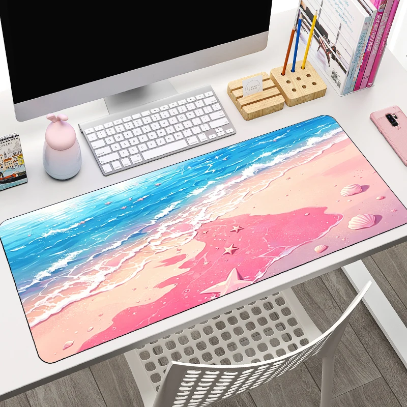 Sea View Mouse Pad Big Size Waves Office Desk Mat Gamer Non-Slip Keyboard Pad Anime Extended Mousepad Summer atmosphere Carpet