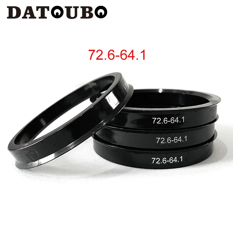 DATOUBO 4 قطعة مادة بلاستيكية سوداء سيارة محور عجلات خواتم مركزية ، حجم 72.6-64.1 حلقة مركزية. 72.6 مللي متر إلى 64.1 مللي متر.