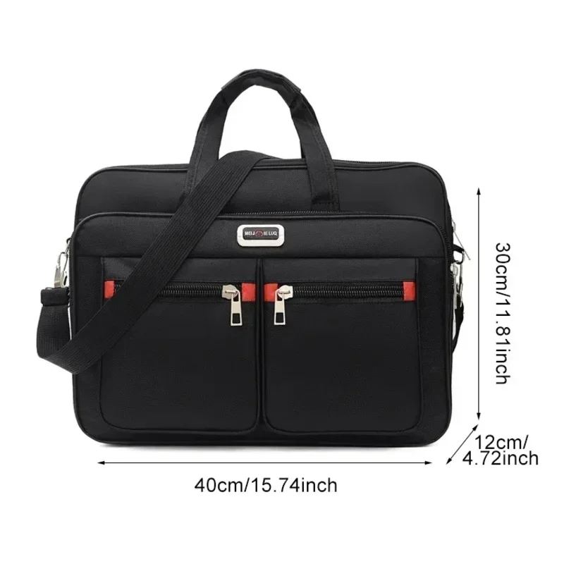 Men Large Capacity Business Briefcase Portable Versatile Shoulder Bag Multiple Pockets Handbag for Business & Casual Use