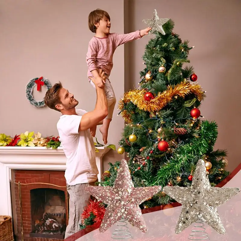 Christmas tree top 20CM glitter five-pointed star Tree Top Star Christmas Tree Sparkle Star Glittering Xmas Tree Topper