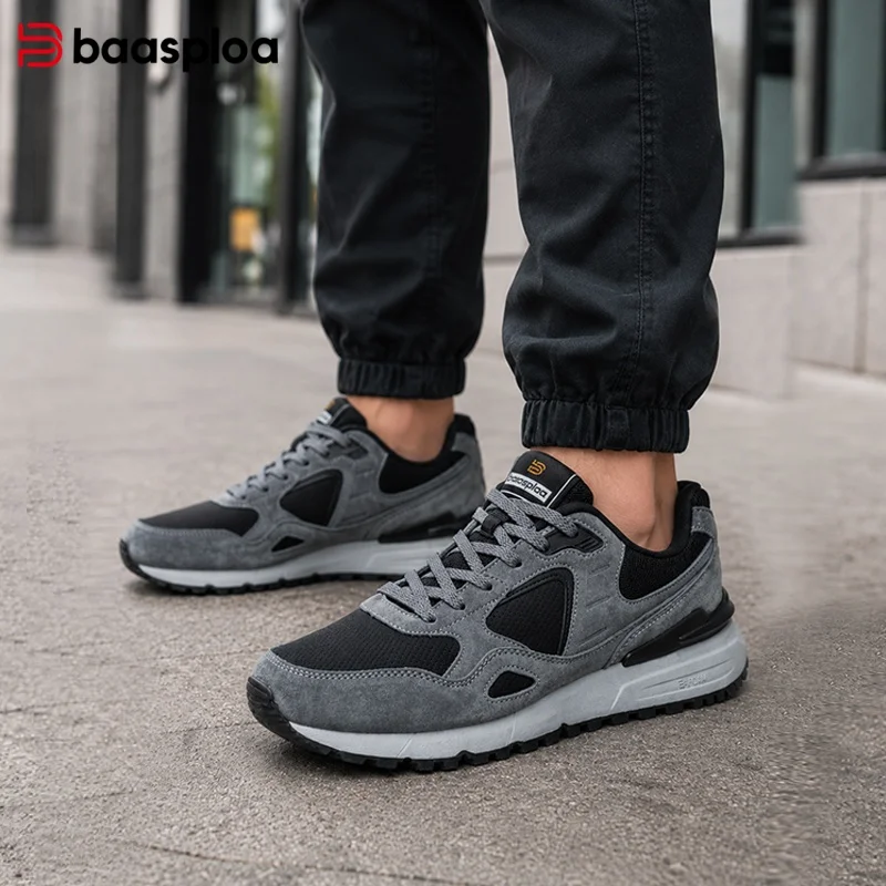 Baasploa Men Casual Sneakers Leather Fashion Trainers Daily Wear Lifestyle Shoes for Men New Comfortable Sport Shoes Non-Slip view 2