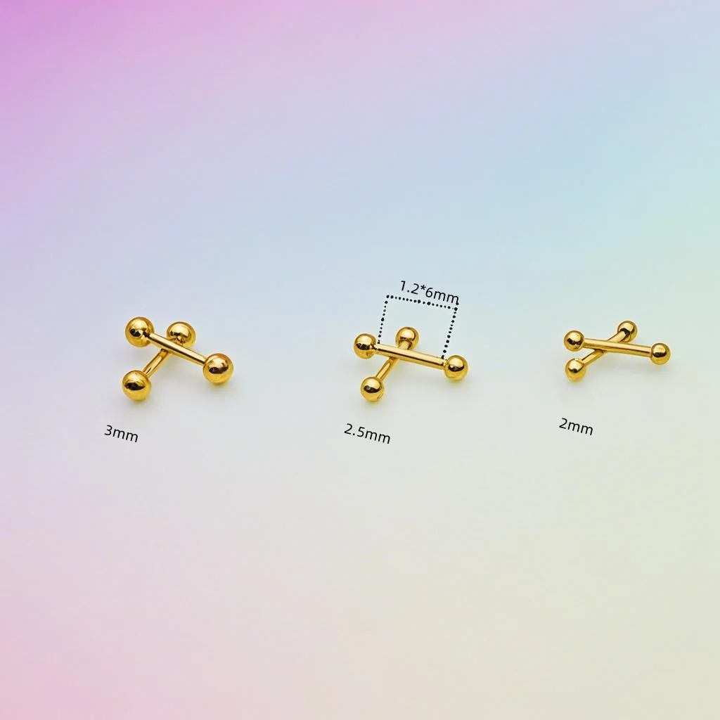 1Pair Gold-Color Mini Stud Earrings with Round Black Balls 2MM 3MM 2.5MM Screw Back 316L Stainless Steel Allergy-Free Jewelry