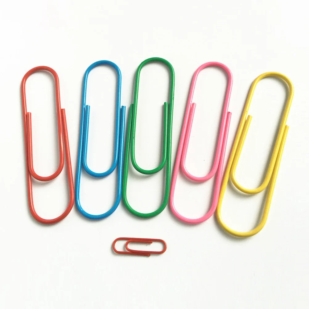 

40pcs Paper Clips Mixed Color 100MM Jumbo Metal-Coated Paper Clip Holder Multicolored Files Sheet Holder for Office School(Rando