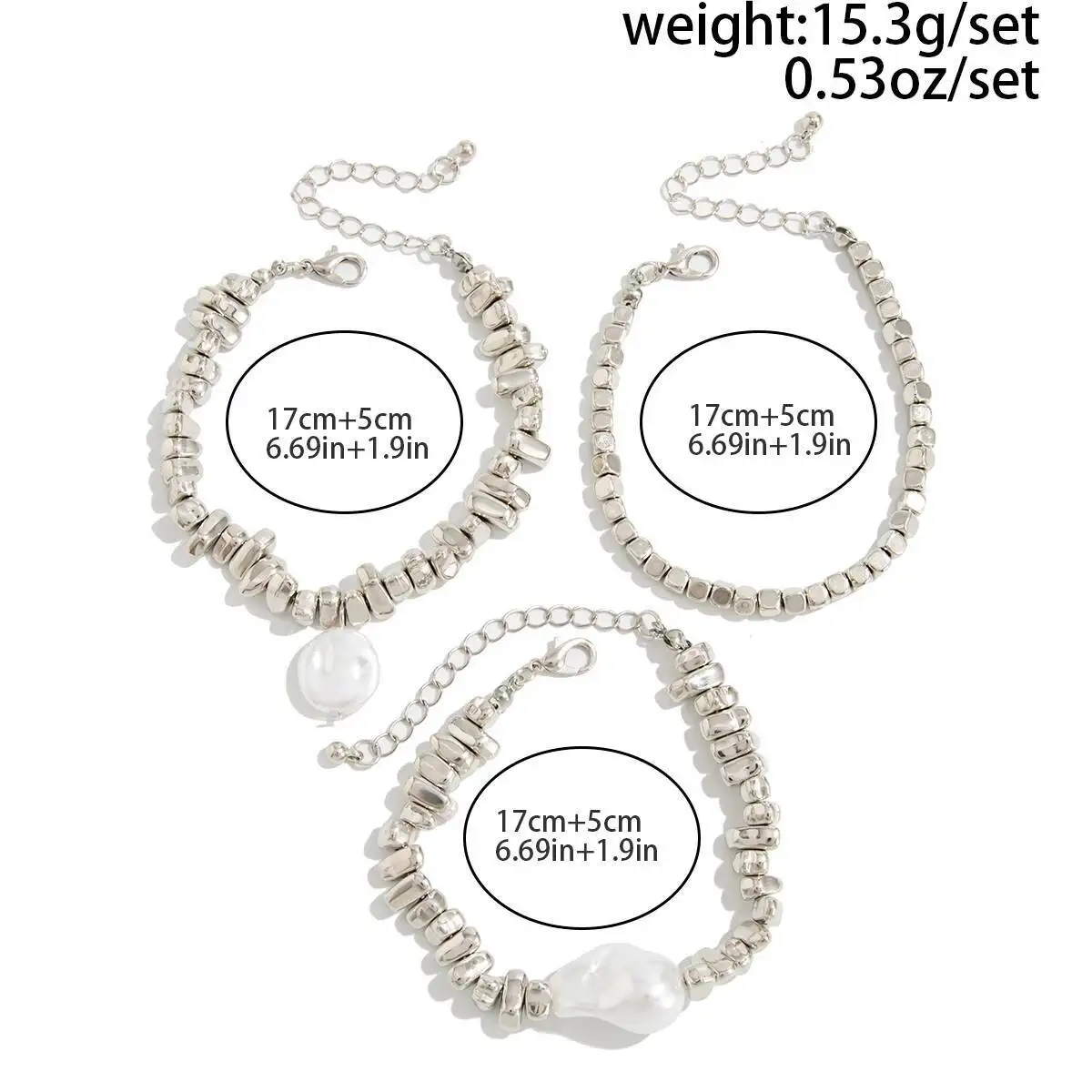 Ingemark 3 قطعة/المجموعة أنيقة الباروك تقليد اللؤلؤ سوار المرأة 2026 الاتجاه الجديد الاكريليك سوار مُزين بالخرز تكويم اليد مجوهرات #4