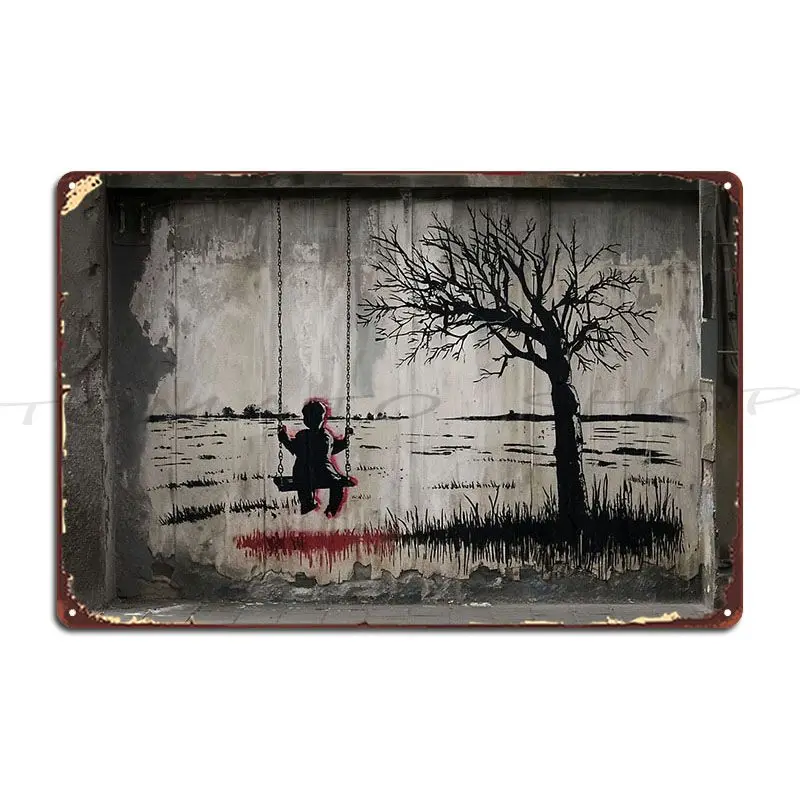 Swing Stencil Graffiti Metal Sign Retro Kitchen Pub Funny Character Tin Sign Poster