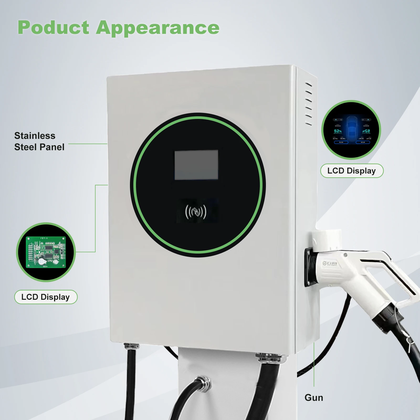 Factory Sale Dc Fast Ev Charger CCS 1/CCS 2/GBT 20KW/30KW/40KW RFID EV Charger Fast Electric Car Wall-Mounted Charging Stations