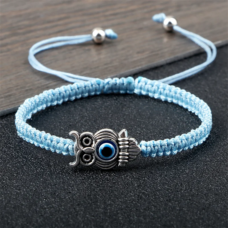 Adjustable Lucky Evil Eye Bracelet for Women Men Handmade Red String Thread Rope Owl Charm Braided Bracelets Friendship Jewelry