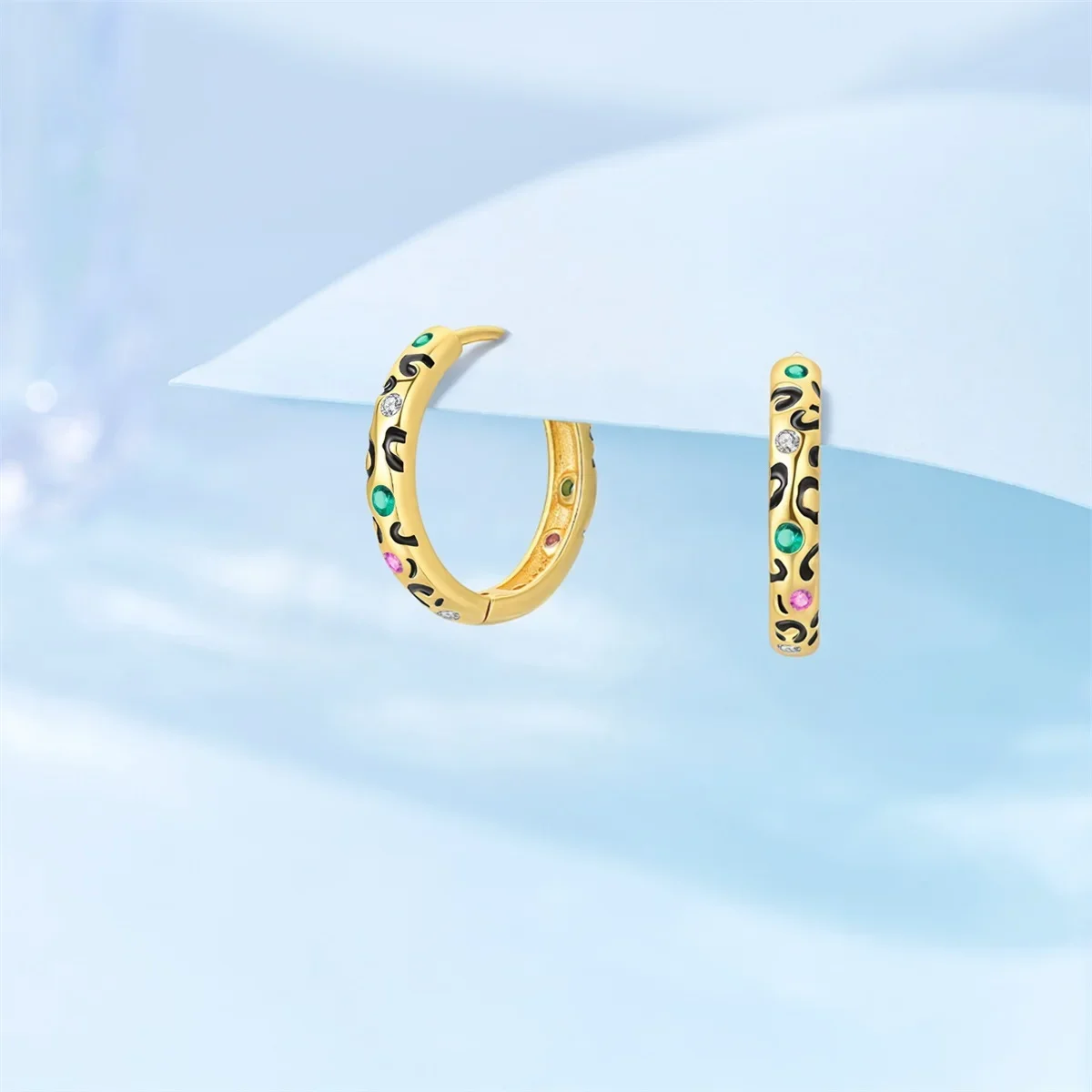 Women Gold Earrings 925 Silver Purple Zircon Earrings Leopard Shell Vine Hoop Earrings for Women Birthday Fashion Jewelry Gift