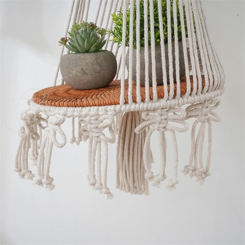 Handwoven Pet Swing Tapestrys Bed Macrames Rope Cat Hammocks Wall Hangings Basket with Tassels Plant Basket Home Decorations