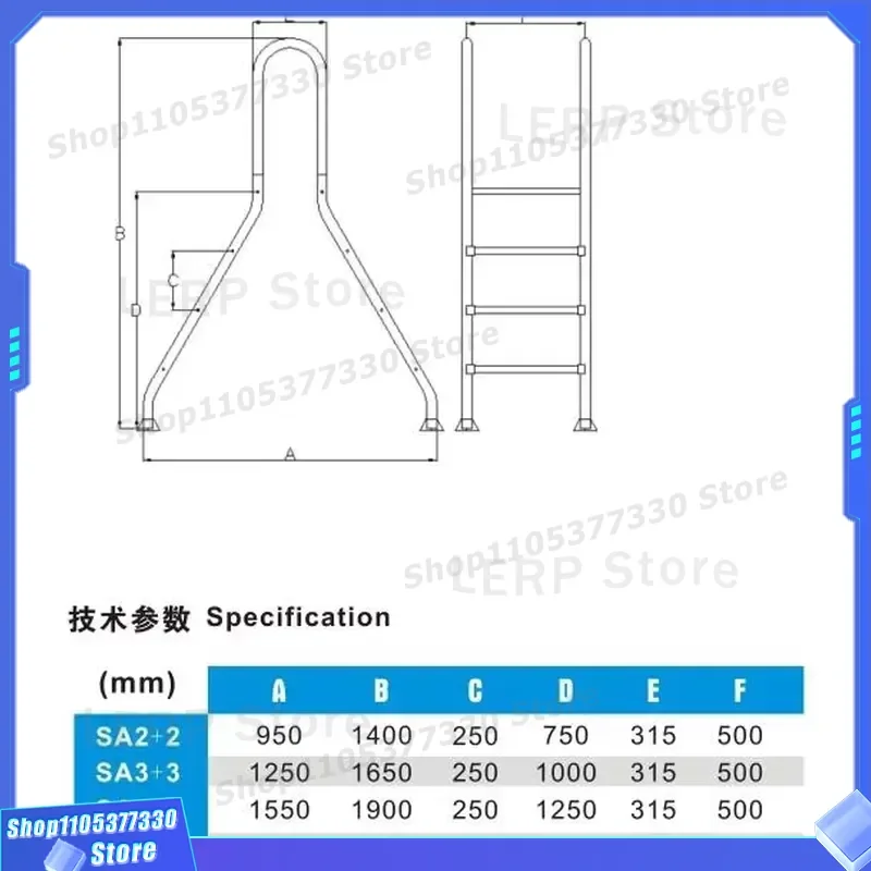 AISI304 Stainless Steel Swimming Pool Ladder for Above Ground Pools High Quality Safety Step with Door Access Piscine