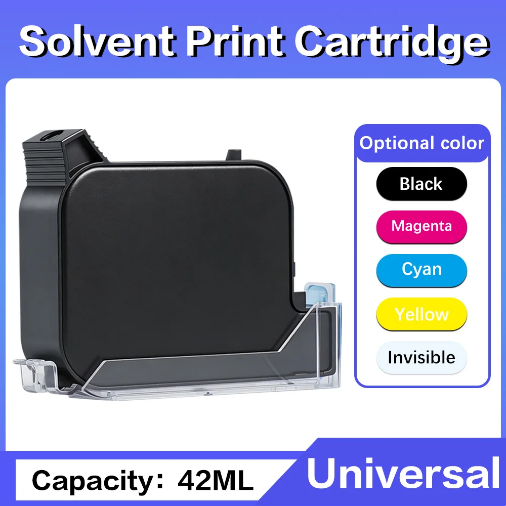 12.7mm Handheld Printer Ink Cartridge, High Adhesion Fast Drying Solvent Ink for Plastic Metal Glass Wood, Replacement Ink Coder