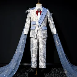 High Quality Children Tuxedo Suit 5 Piece Kids Blazer Wedding Page Boy Suit Custom Size Slim Fit Boys Graduation Suit A2162