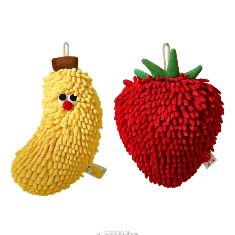 Handtuch für Küchen- und Bad Banane/Erdbeerformehorgende Waschlappen Chenilles Tücher Weiches Absorption Handtuch E56E