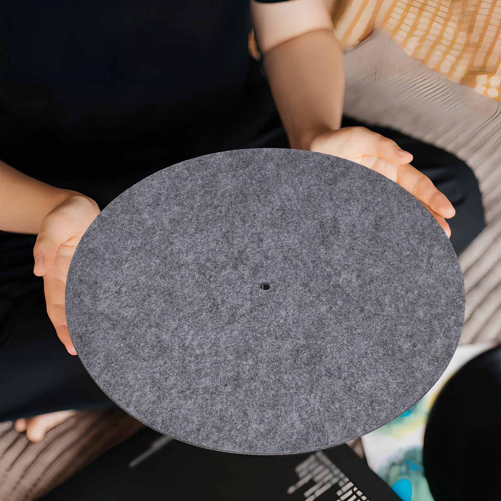 

2 Pcs Record Mat Disc Protective Pad Felt Anti-skid Turntable Recorder Vinyl for Music Supply Dj Mats