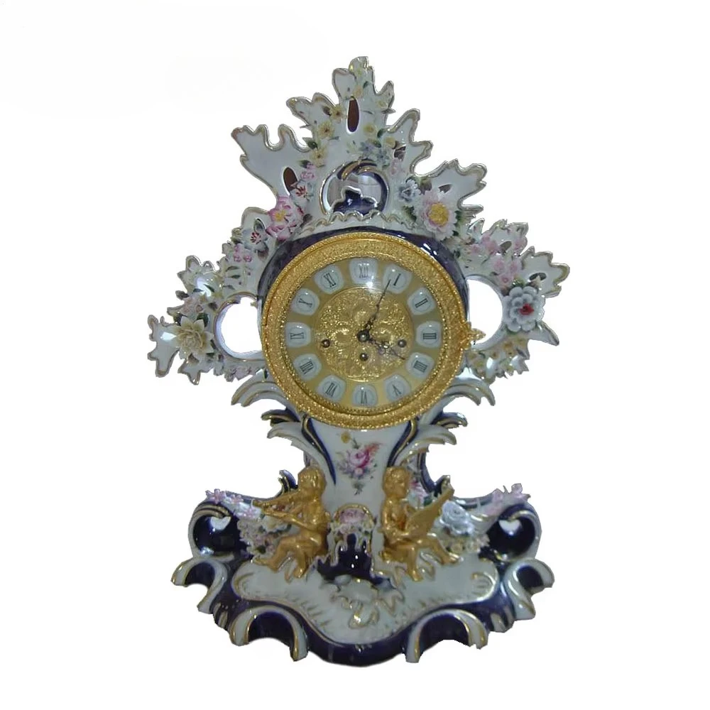 Creative French Ceramic Decoration Table Clock Exquisite High-end Villa Living Room Home Use Light Luxury Tabletop Clock