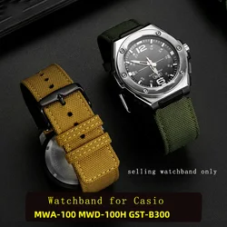 Watchband for Casio Watch MWA-100H MWD-100H GST-B300 Waterproof Nylon Silicone Watch strap with Men's Bracelet 20mm wristband