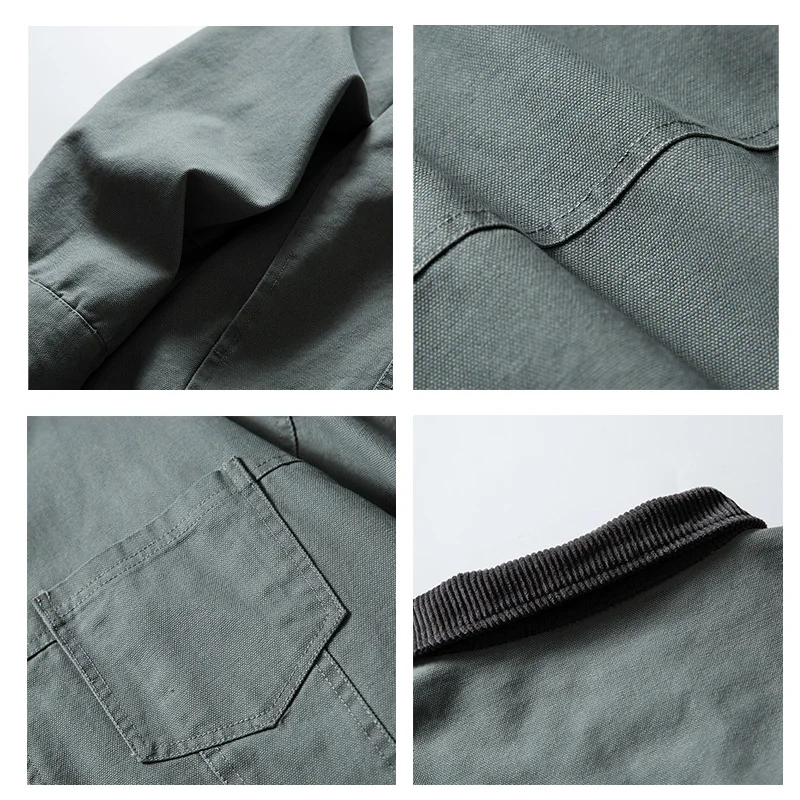 سترة Amekji الرجالية الكلاسيكية المصنوعة من القطن الخالص بياقة على شكل الفهد وسترة ديترويت من قماش الدنيم للربيع والخريف سترة من الجلد #4