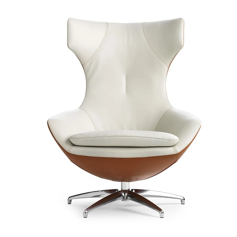 Modern Minimalist Leather Rotating Business Chair Creative Art Egg Shell Chair Fiberglass Lounge Chair