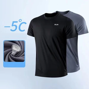 Men's T -shirt with round collar, short sleeve, running, wicking moisture, training, exercise, gym sports shirt, light tops-en 8 Main Sales Original Men's T -Shirt - №3