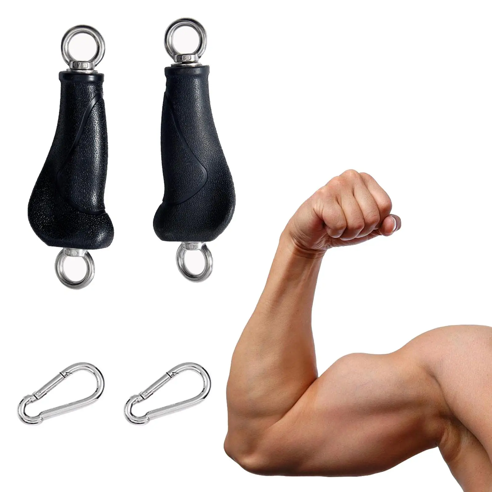 2Pcs Exercise Equipment Handles Workout Pulldown Attachment Bodybuilding Nonslip with Rings Fitness Pulley System Pull up Grips