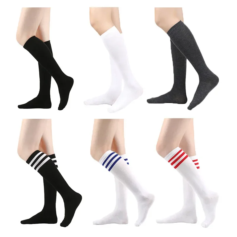 Solide knielange Socken Damen gestreift Lolita warme Hip-Hop Sportsocken Harajuku Socken JK weiße Socke