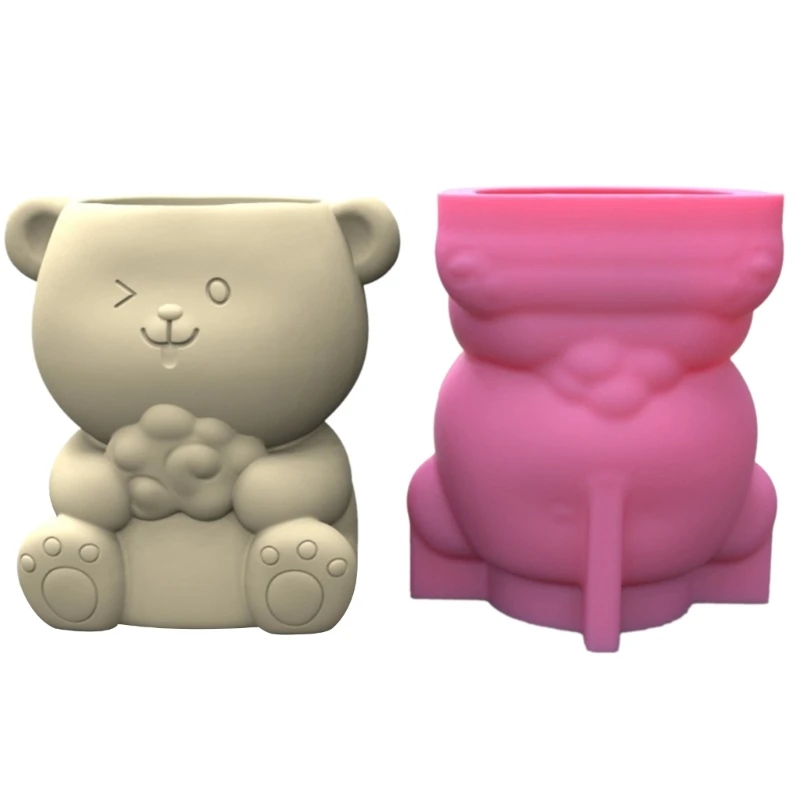 

Flower Pot Silicone Mold Concrete Cement Bear Flowerpot Mould Plaster Molds Cup Epoxy Resin Mold