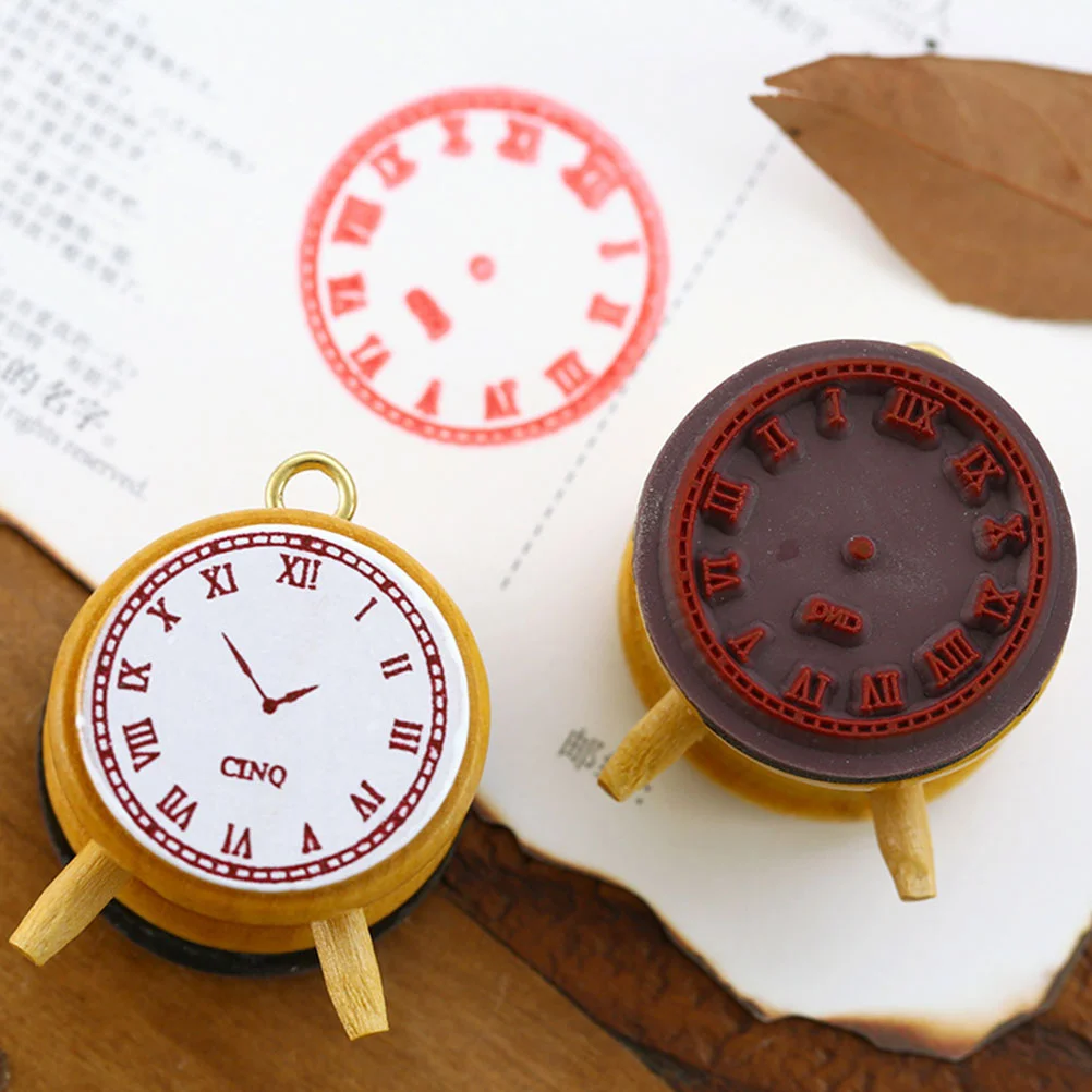 

Clock Scrapbooking Supplies DIY Wooden Stamp Seal Small Scrapbooks Decorative Stamps for Crafting Retro