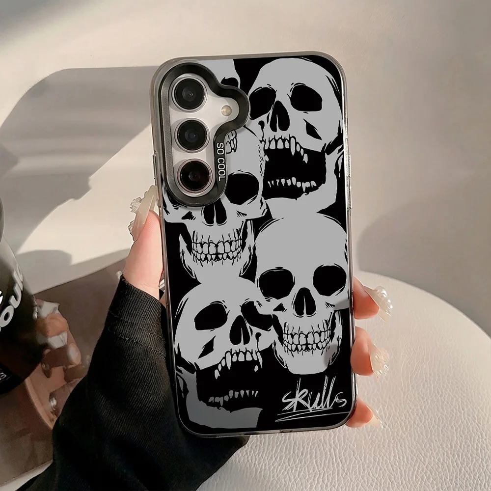 Phone Case for Samsung Galaxy S26 S25 S24 S23 S22 Ultra Cases Semi-transparent color silver base paired Shockproof Protection
