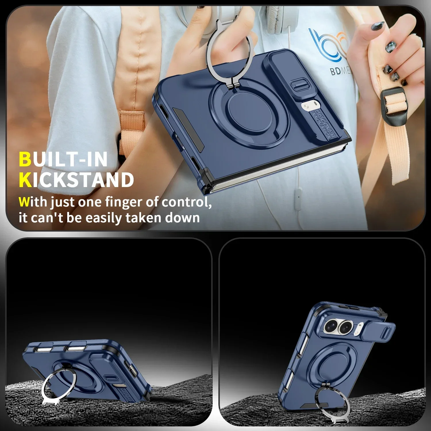 Case for IPhone Duo, Shockproof Armor Sliding Window Protective Phone Wide Holder Magnetic Surpport Car Mount Adsorption Cover view 6