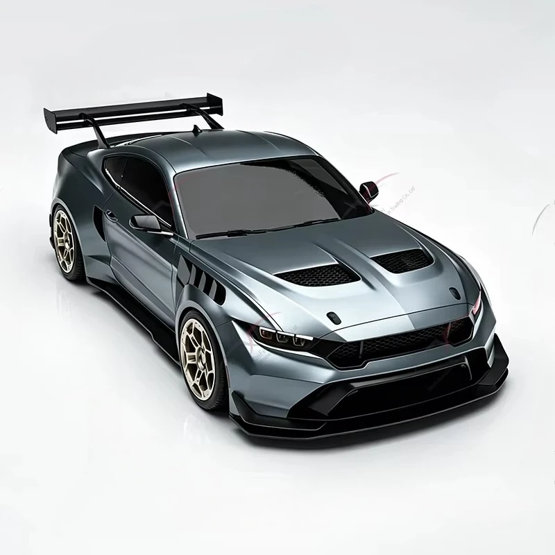 For  Mustang Upgrade GTD Style Wide Body Kit Car Bumpers Hood Front Bumper Side Skirt Fender Rear Diffuser Rear Spoiler