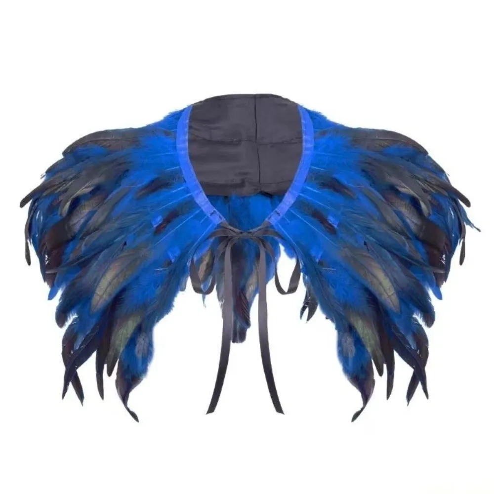 

New Tie Neck Feather Shoulder Cape Soft Multicolor Gothic Shawl Gothic Tie Neck Feather Shrug Party