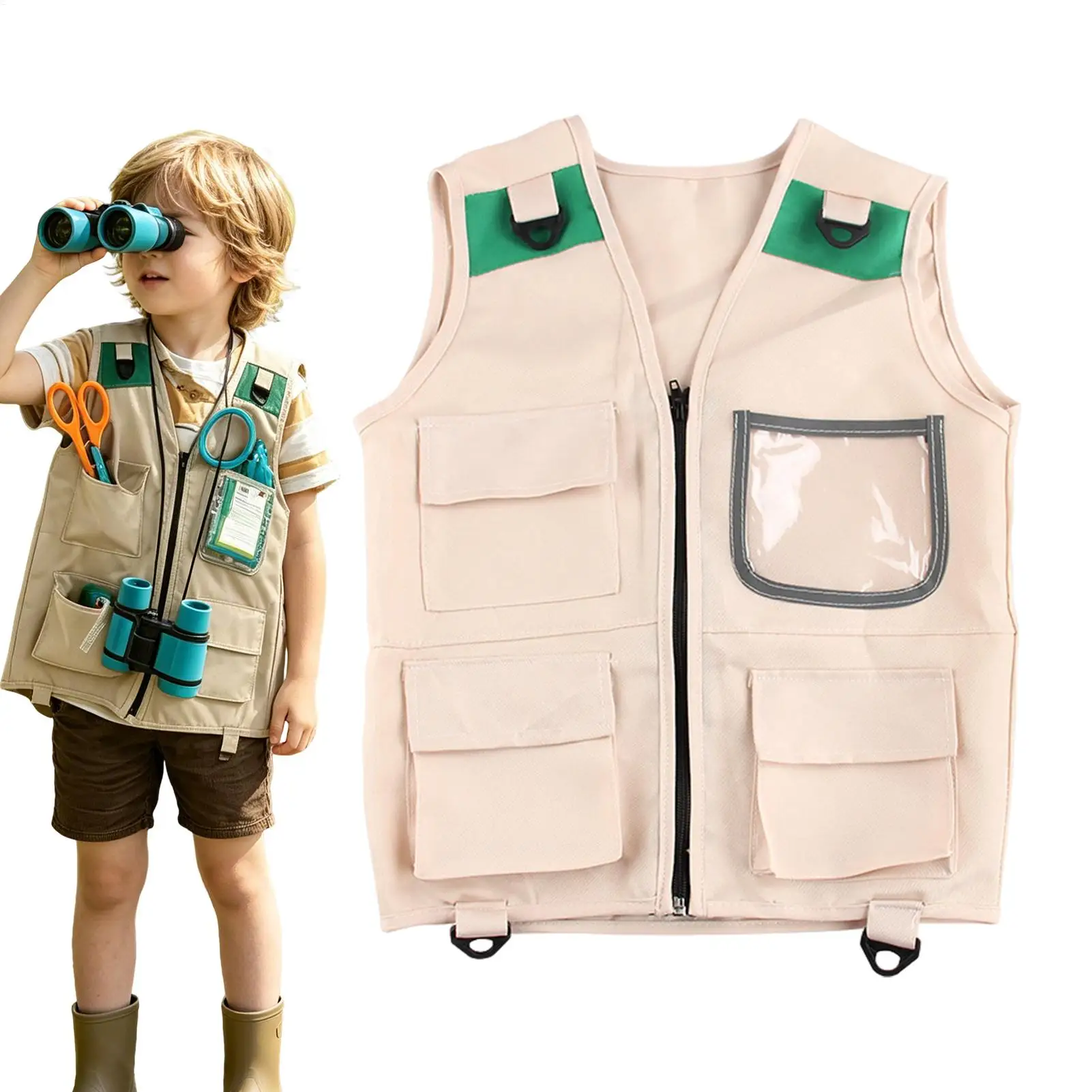 Disfraz de Safari para Niños, Chaleco de Científico de la Paleontología, Disfraz de Arqueólogo para Senderismo al Aire Libre, Pesca, Camping, Parque, Jardín Trasero, Naturaleza Salvaje