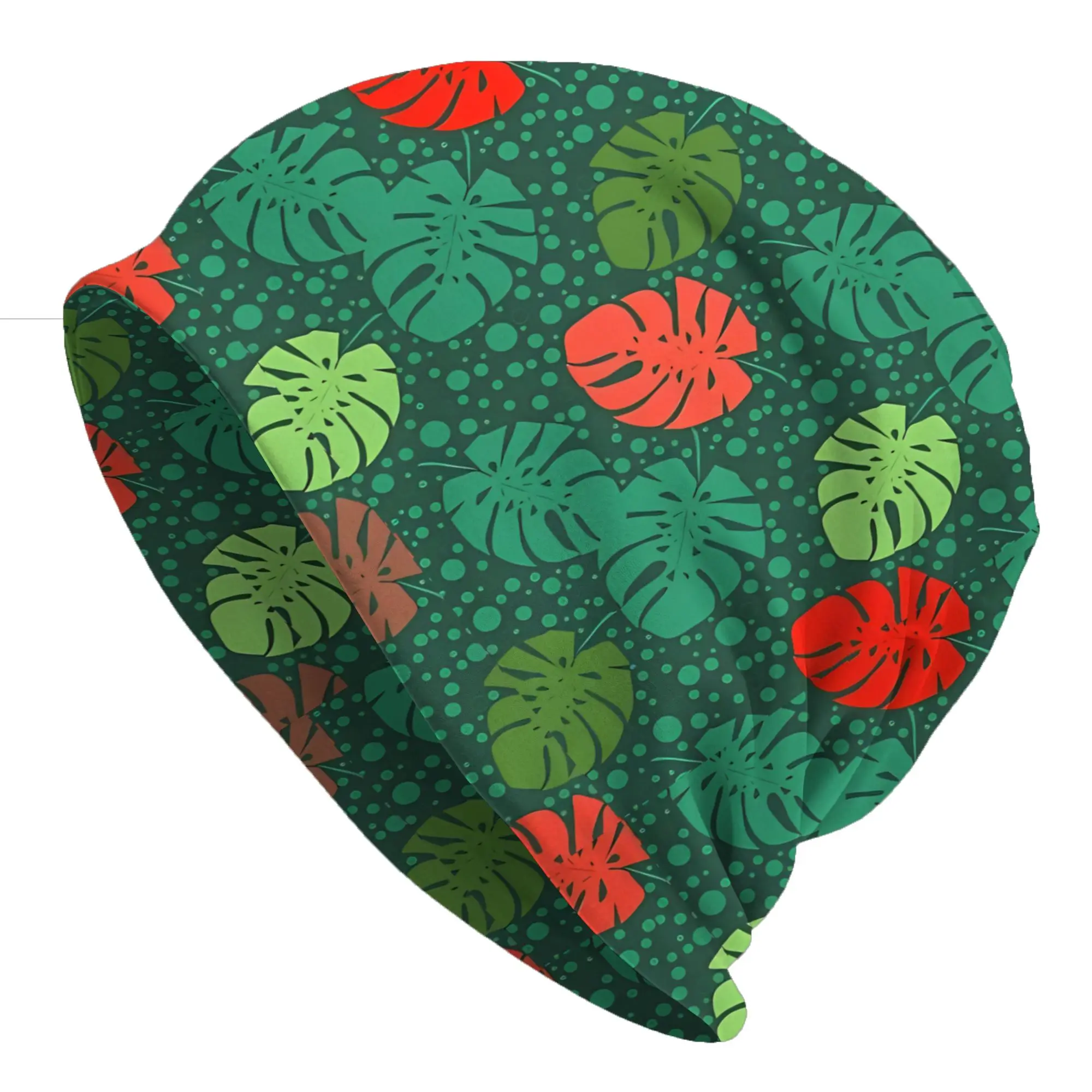 Autumn Styles Bonnet  Men Women's Thin Hat Tropical Monstera Leaves Background Of Polka Summer Cap Design Skullies Beanies Caps
