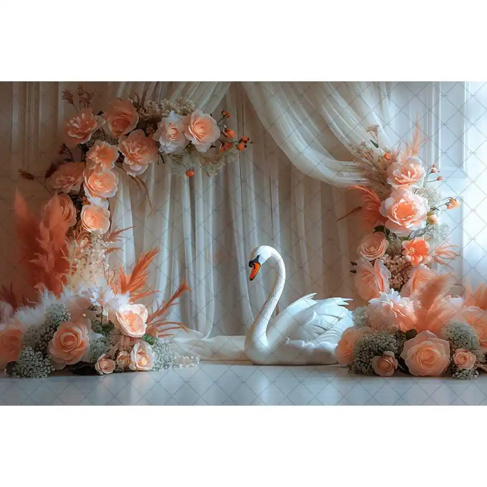 Cortinas rosas de flores para interiores, accesorios de fotografía de boda y embarazo, Fondo de niña, decoración de cumpleaños, pancarta