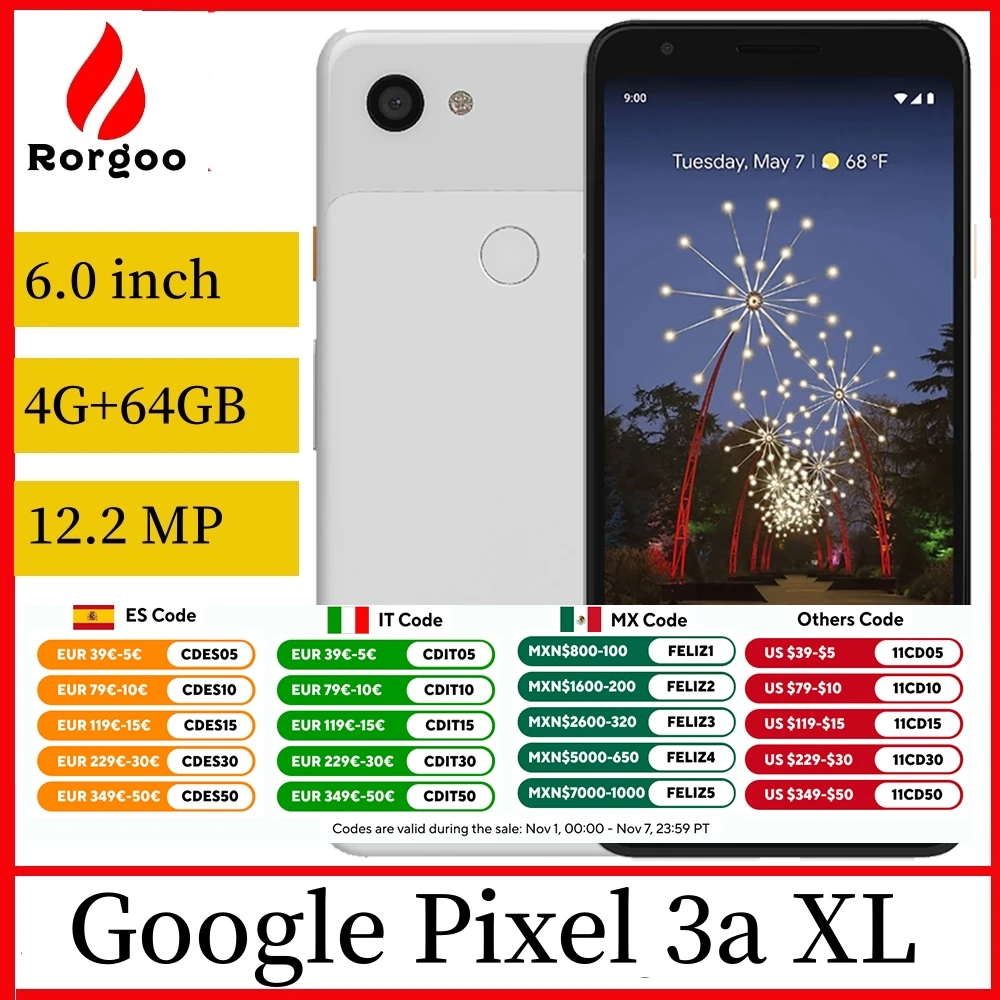 Original Google Pixel 3a XL 3AXL 4G Mobile Phone 6.0