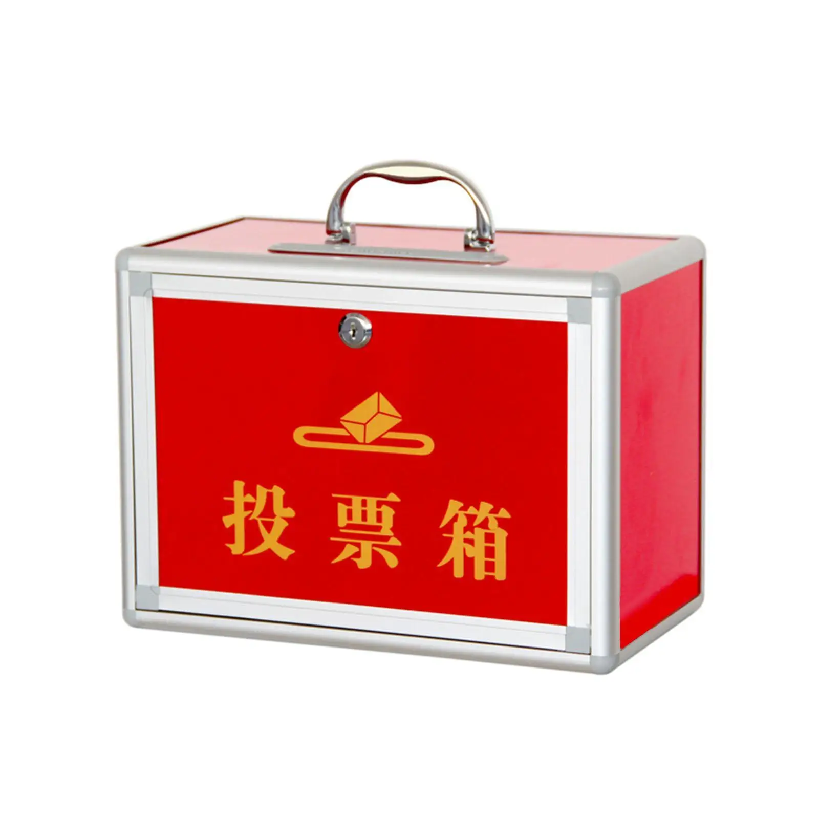 Ballot Box with Slot Donation Box with Lock Metal Red Charity Donation Ballot Box for Recommended Selection,Charity