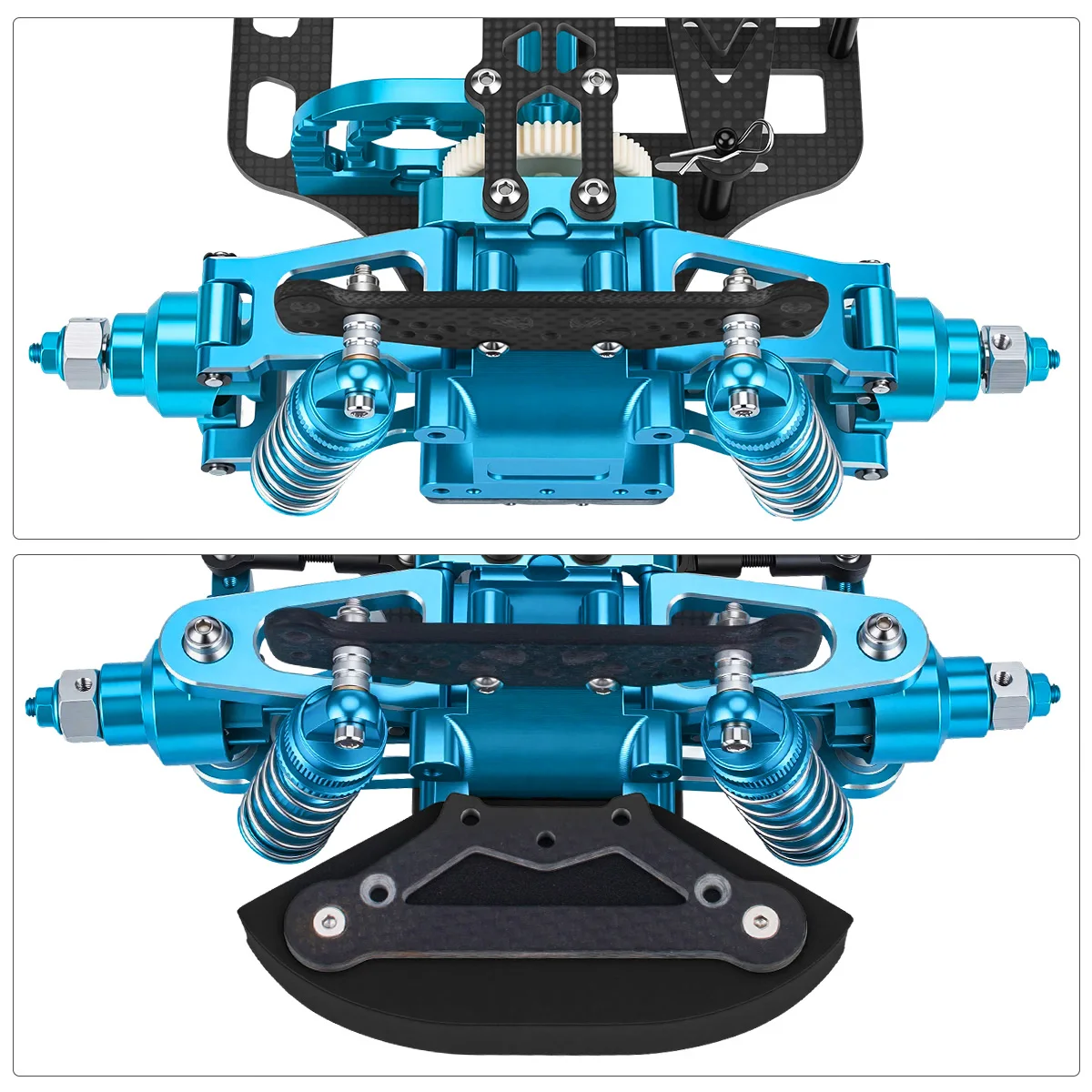 Aluminum & Carbon Fiber Frame Chassis Kit with Shock Absorbers Belt Drive for 1/10 RC Car Tamiya TT01 TT-01 DIY Upgraded Parts - view 6