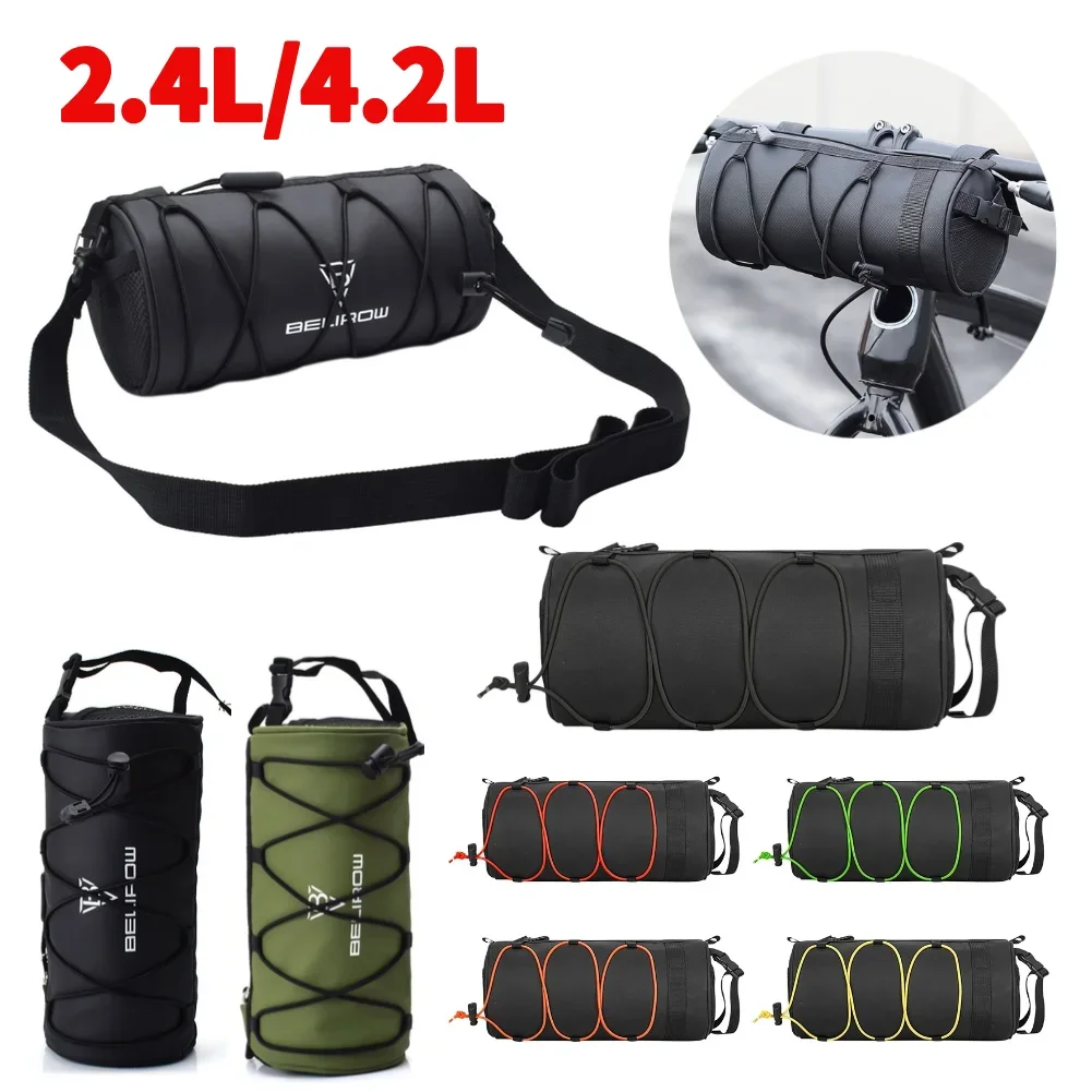 

2.4/4.2L Bike Front Tube Bag Waterproof Bike Handlebar Bag Bike Storage Bag Large Capacity for Road Mountain Bike Cycling Travel
