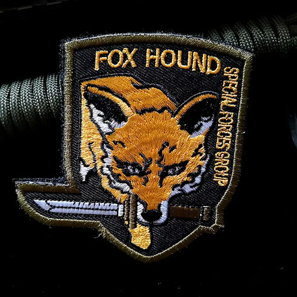 FOXHOUND Embroidery Patches Military Tactical Morale Badges on Backpack Applique for Clothes Bag Hat Hook and Loop Patch Sticker