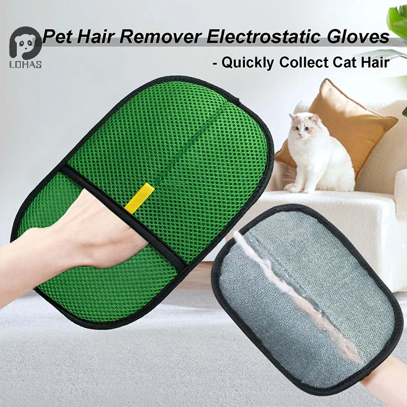 1PC Pet Hair Remover Glove Double-Sided Fur Gloves Cat Dog Fur Magnet Gloves for Washing Deshedding Cleaning Carpets Sofa