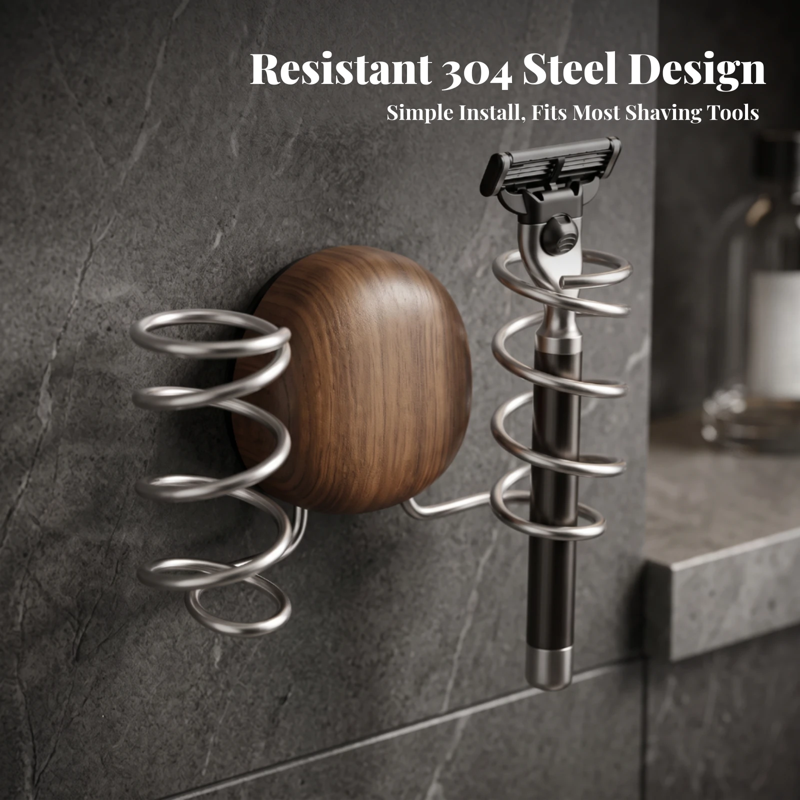 Holder with Spiral Side Loops Rust-Resistant Suction Cup Holder for Bathroom, Shower