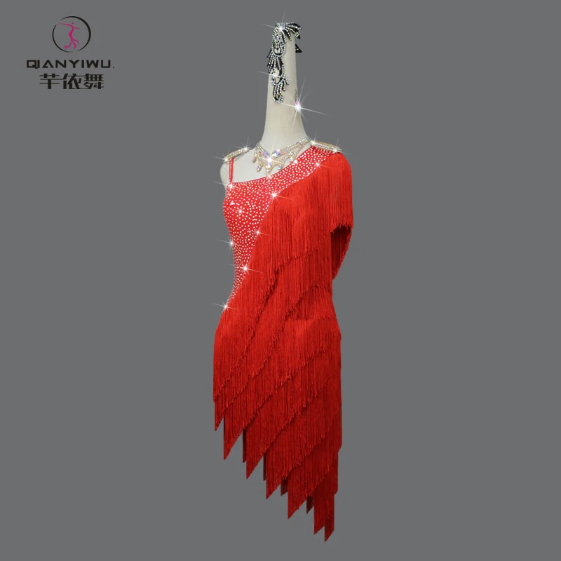 2024 New Red Latin Dance Dress Sexy Women Party Fringe Skirt Cabaret Ball Practice Wear Female Clothing Prom Costume Samba Stage