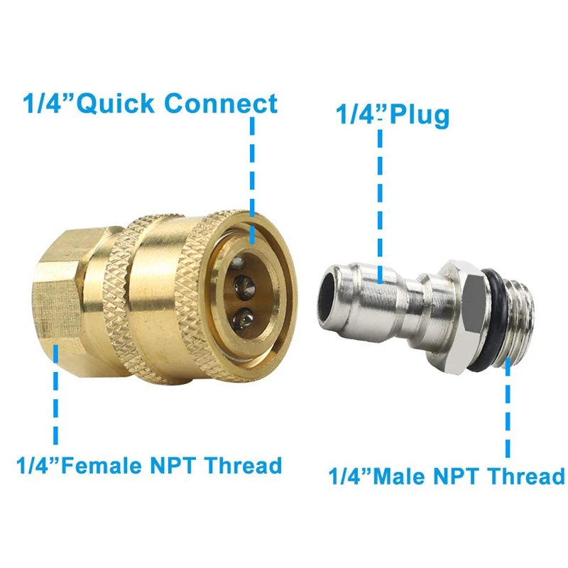 34) Quick Connector Adapter Set for High Pressure Washer 1/4 Quick Connect 14 Inch Comes with 10pcs Orings and Seals