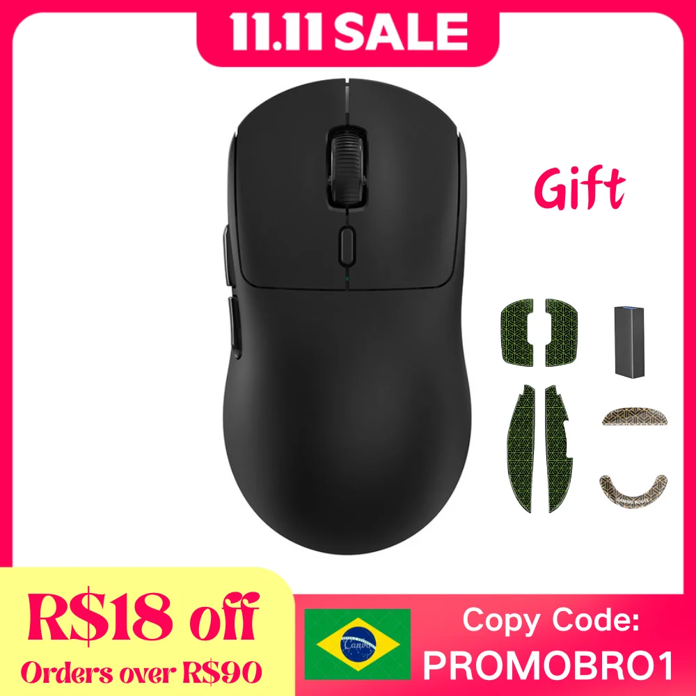 

Kysona M600 V2 Черная PAW3395 Беспроводная игровая киберспортивная мышь 55 г 26000 точек на дюйм 6 кнопок Оптическая PAM3395 Компьютерная мышь для портативных ПК