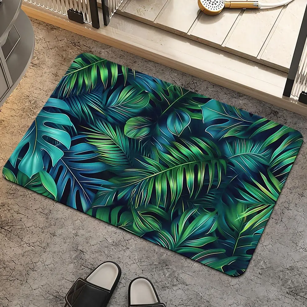 Bathroom Bath Mat Non-Slip Luxury Blue Butterfly Entrance Door Rug Super Absorbent Shower Floor Carpet Kitchen Mat