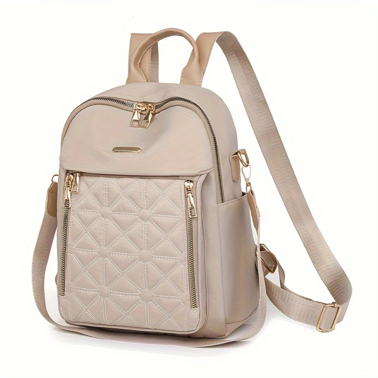 Fashion Versatile Backpack, Casual Double Zipper Large Capacity Travel Backpack With Multiple Compartments, Women's Outdoor Comm