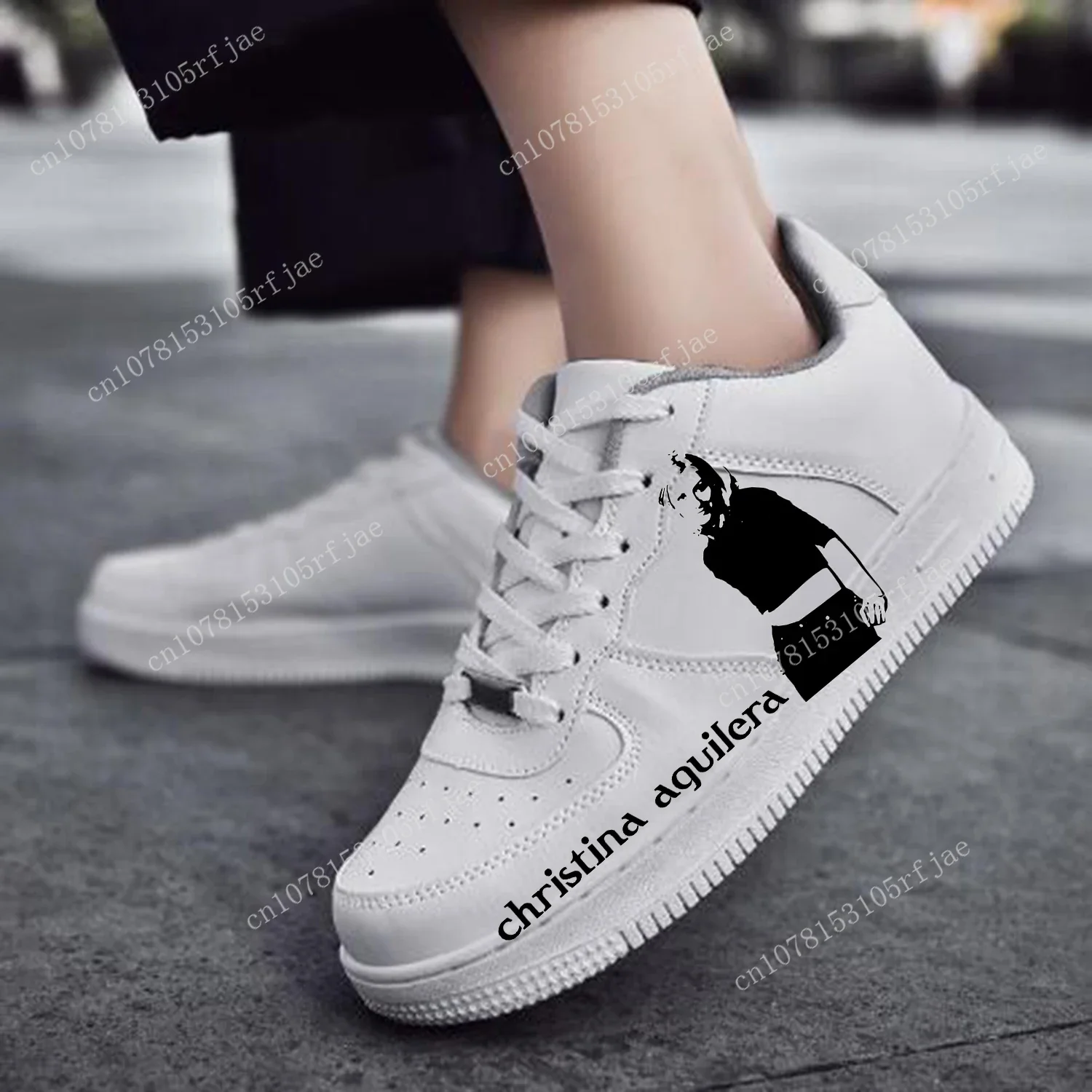 Christina aguilera af basketball Herren Damen Sport Laufen hochwertige Flats Force Sneakers Schnürung Mesh maßge schneiderte Schuh