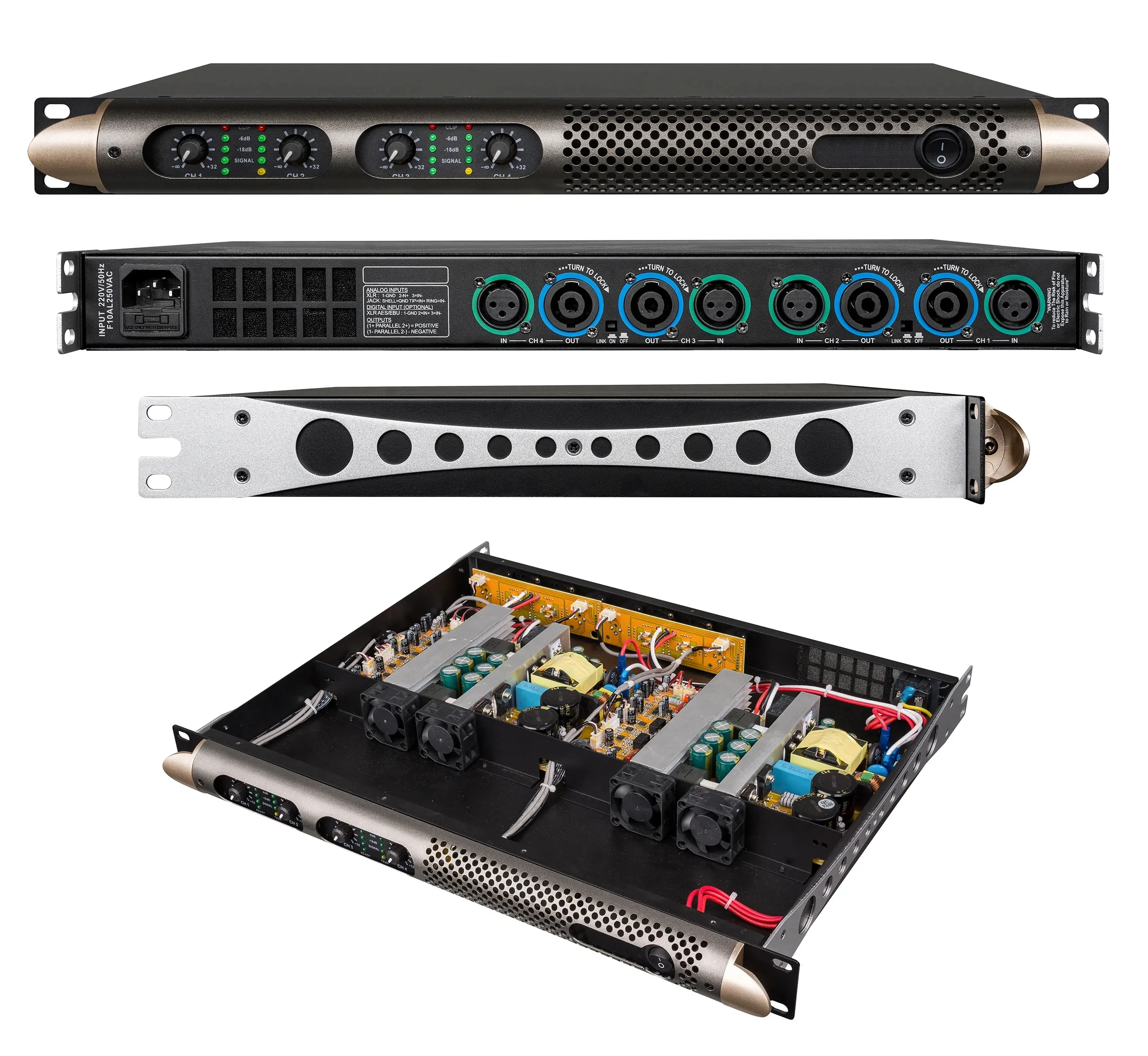 

4x350W Digital Amplifier Professional Audio Amp For DJ/PA System, High Efficiency Class D, XLR Input
